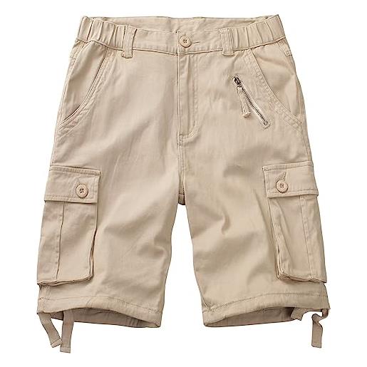 XNMAYA pantaloncini cargo da donna, lunghezza al ginocchio, 7 tasche, elastico in vita, bermuda lunghi per attività all'aperto, casual, escursionismo, estate, black-a, 40