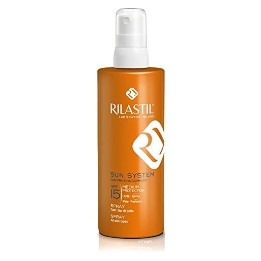 Rilastil sun system latte spray spf 15 protezione media 200 ml