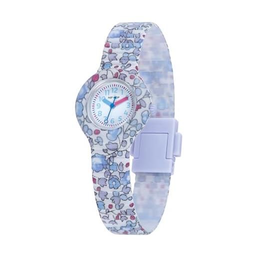 HIP HOP, collezione flower power, orologio bambina, cinturino in silicone e tessuto liberty london, design floreale, cassa 28mm, facile da leggere, resistente all'acqua