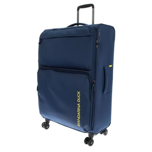 Mandarina Duck zephyr trolley large exp, blu (dress blue), trolley grande espandibile in tessuto morbido ad effetto 3d