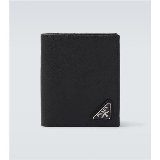 Prada portafoglio in pelle saffiano con logo