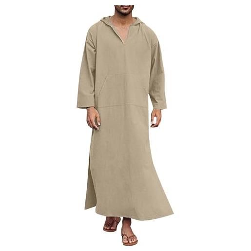 Caftano Uomo – Abito Musulmano Thobe Djellaba Kami (Bianco, S