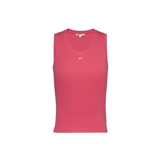 Tommy jeans canotte essential rib ta xi2 amore, rosso, l
