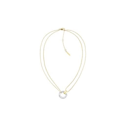 Calvin Klein collana a doppia catena da donna collezione duality bicolore con charms - 35000630