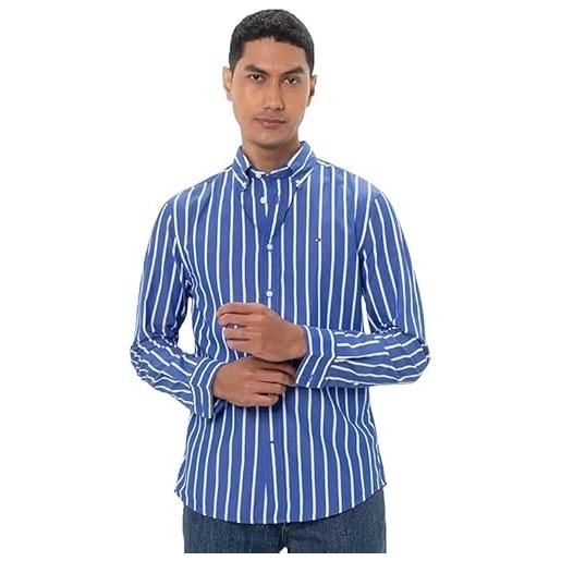 Tommy Hilfiger uomo camicia flex poplin nautical in cotone, multicolore (wedge blue/optic white), xxxl