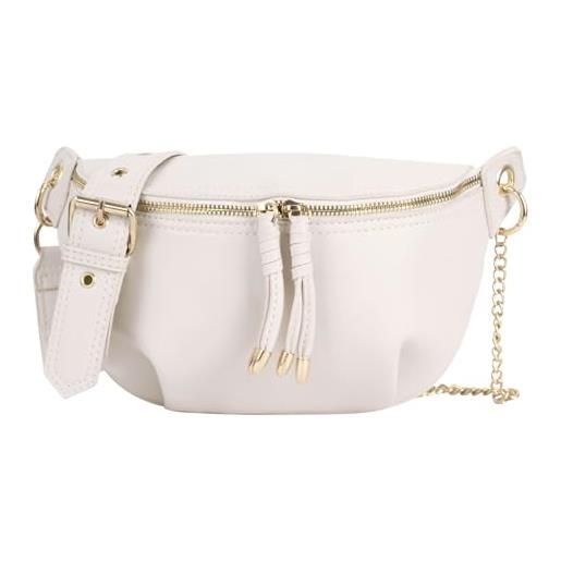 Aisi marsupio da donna con paillettes scintillanti, marsupio con cinghia regolabile, marsupio multifunzione a tracolla, zipper-bianco, taglia unica