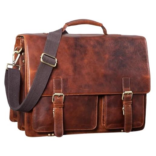 STILORD 'cliffold' borsa business uomo pelle cartella portadocumenti vintage borsa lavoro ufficio professore cuoio retrò, colore: prestige - marrone