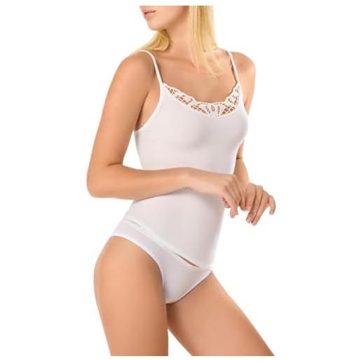 nicoit irge canotta donna 3 pezzi canottiera donna cotone, canotta estiva bianca - intimo in cotone 100% confortevole e traspirante (it, testo, xl, regular, regular, 2. Spalla larga con pizzo)