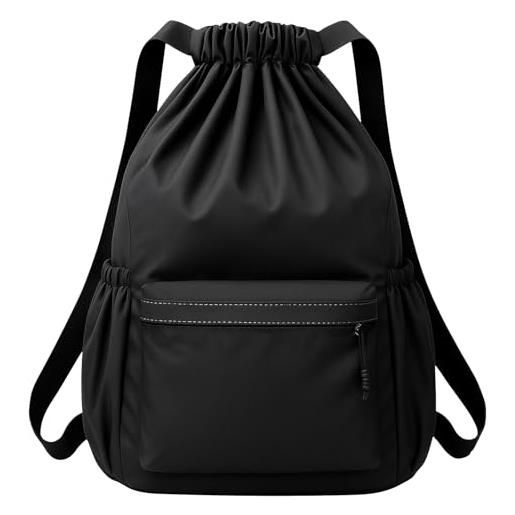 Qoosea sacca sportiva con cordone, grande capacità zaino sportiva con coulisse nylon, impermeabile borsa da palestra per donna uomo unisex, zaino palestra per piscina viaggio yoga
