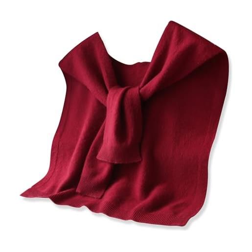 LumiSyne scialle piccolo lavorato a maglia per donna annodato scialle tinta unita maglia in lana maniche lunghe annodato false colletto scialle mantello a spalla involucro camicia decorativo scialle