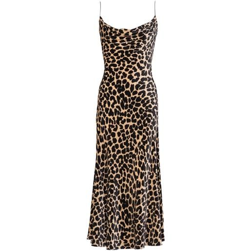 Balmain abito midi leopardato in velluto - toni neutri
