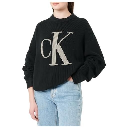 Calvin Klein intarsia high nej20j224799 pullover, ck black, xs donna