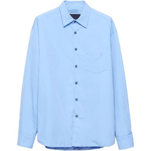 Prada polo in cotone con logo triangolo - blu