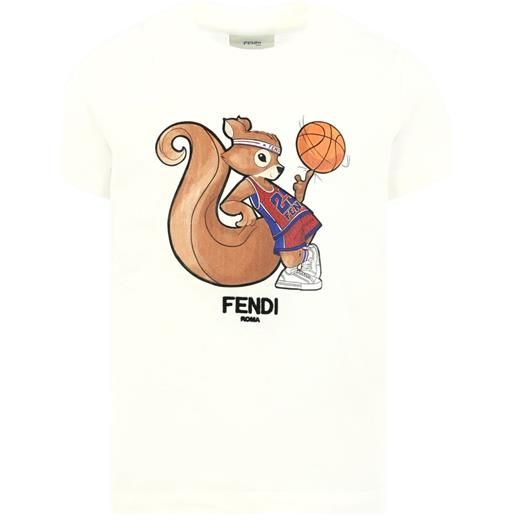 Fendi Kids t-shirt squirrel basketball - bianco