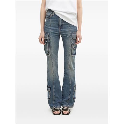 NRTHYE Jeans Cargo Donna A Vita Alta - Gamba Larga Dritta Staccabile Con Bottoni - Denim Elasticizzato