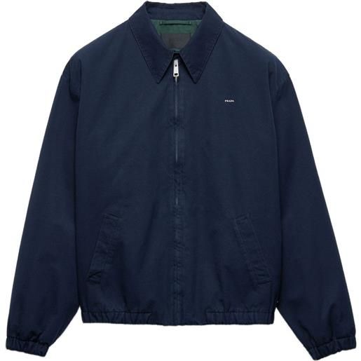 Prada giacca con zip e ricamo - blu