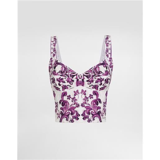 Dolce & Gabbana bustier in popeline stampa maiolica
