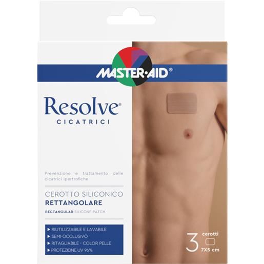 Resolve cicatrici cerotto siliconico rettangolare 7x5cm 3 pezzi