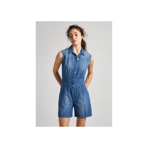 Pepe Jeans per donna. Pl230488 tuta blu di jess [3080853], casual, cotone, denim, senza maniche / cinghie, sostenibile