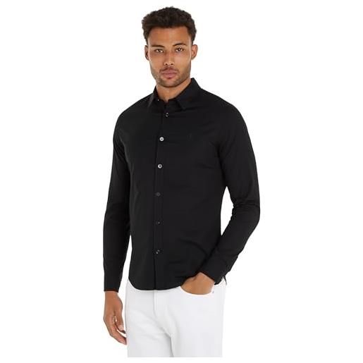 Calvin Klein uomo camicia slim stretch shirt maniche lunghe, nero (ck black), l