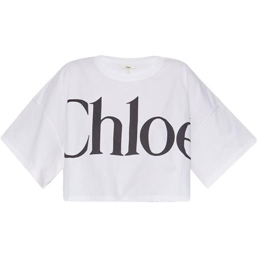 Chloe cropped boxy logo t-shirt