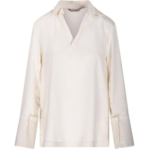 Max Mara blusa con scollo a v - 005 bianco avorio