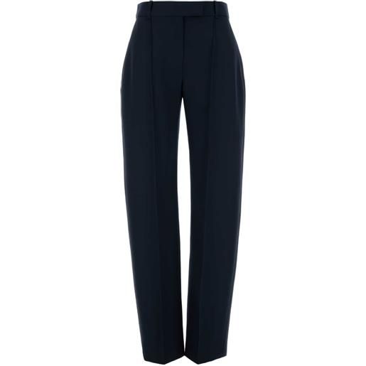 Alexander McQueen pantaloni in lana con pieghe - blu