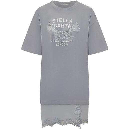 Stella McCartney abito corto con decorazione in pizzo - grigio