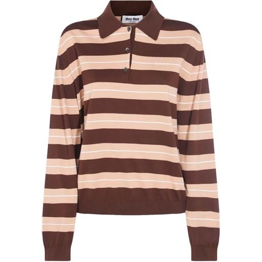Miu Miu polo a righe - marrone