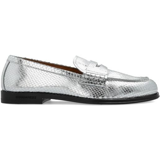 DSQUARED2 mocassini con effetto serpente - argento