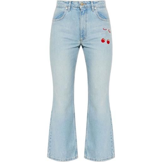 LoveShackFancy jeans con ricamo - blu