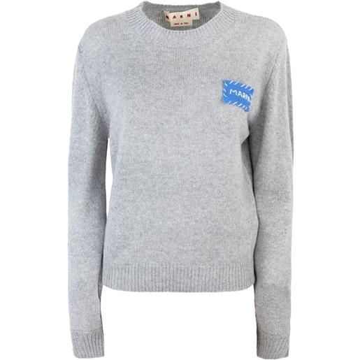 Marni maglione con applicazione - grigio