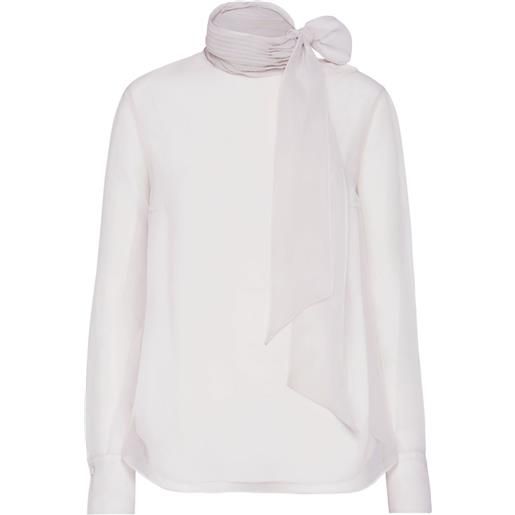 Brunello Cucinelli blusa in seta con fiocco - toni neutri