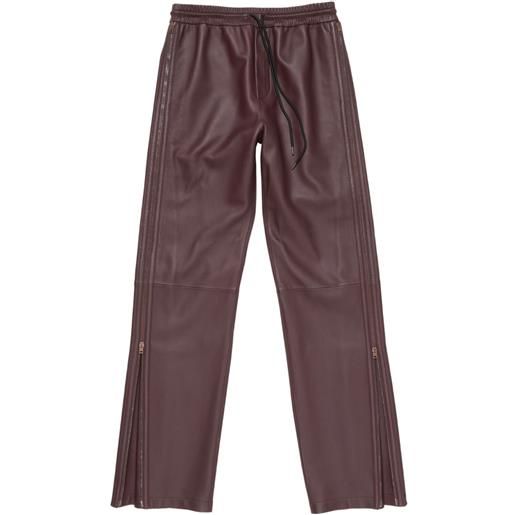 Acne Studios pantaloni in pelle con coulisse - rosso
