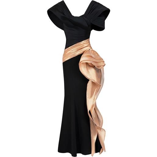 Gaby Charbachy abito da sera plissettato con orlo drappeggiato - nero