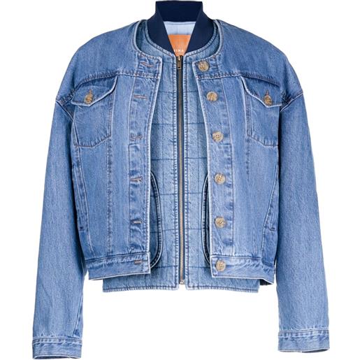 Rejina Pyo bomber denim wells con design a strati - blu