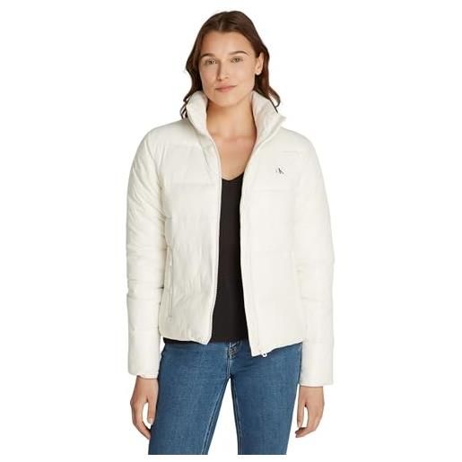 Calvin Klein jeans donna piumino low padded fitted jacket con colletto alla coreana, bianco (ivory), xl
