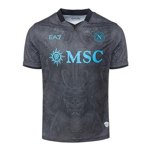 SSC NAPOLI set gara junior third, ea7 prodotto ufficiale, maglia e pantaloncino ufficiale calcio bambini 2024/2025-12 anni