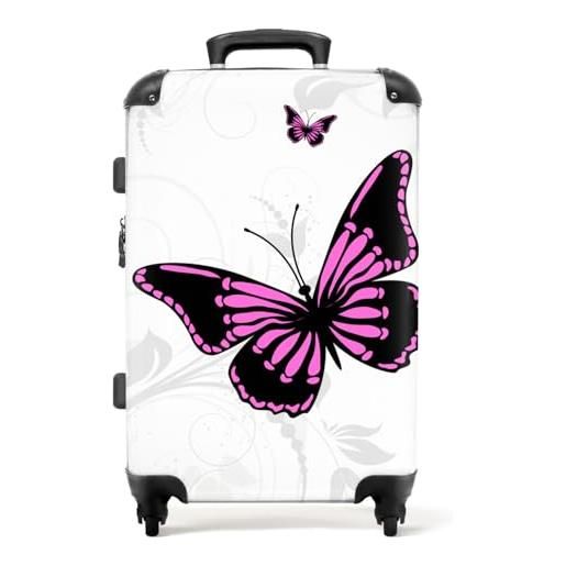 Valigia Rigida 4 Ruote Rosa Oro - Design Farfalla, Guscio In ABS - Foto 2