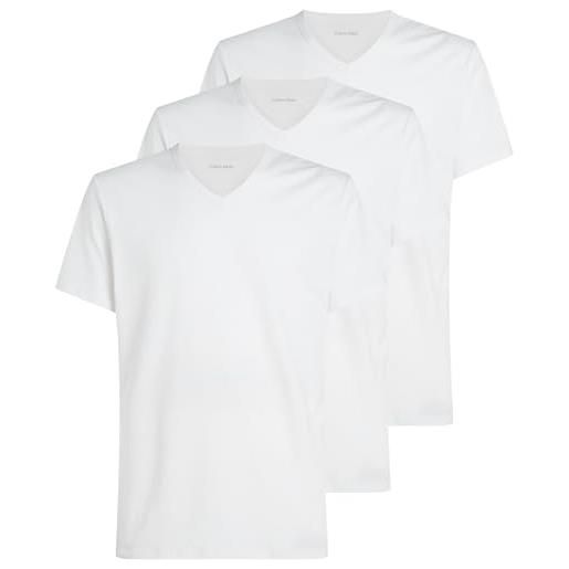 Calvin Klein uomo t-shirt maniche corte confezione da 3 con scollo a v, bianco (white, white, white), xl