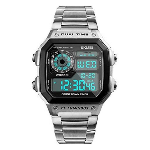 Superdry SYG193W Orologio Digitale Unisex – Cinturino In Plastica Bianca, Cassa 50mm, Cronografo E Impermeabile 5 ATM
