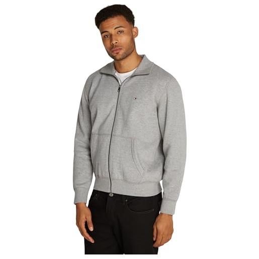 Tommy Hilfiger uomo felpa con cerniera essential fleece colletto alla coreana, beige (heathered oatmilk), s