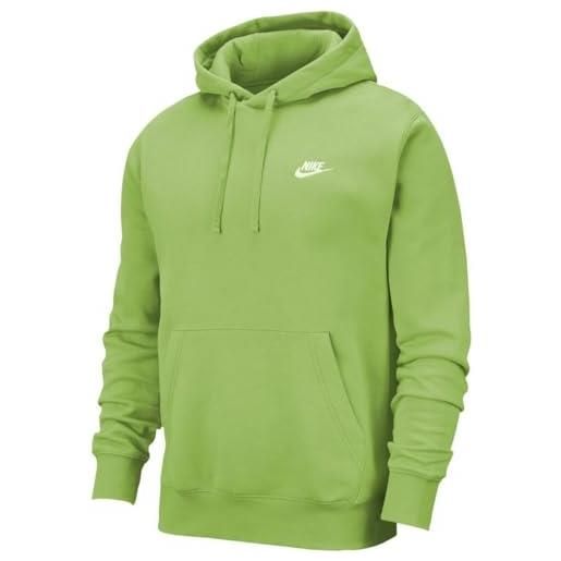 Nike sportswear club fleece felpa a maniche lunghe con cappuccio, verde vivo/verde vivo/bianco, l uomo