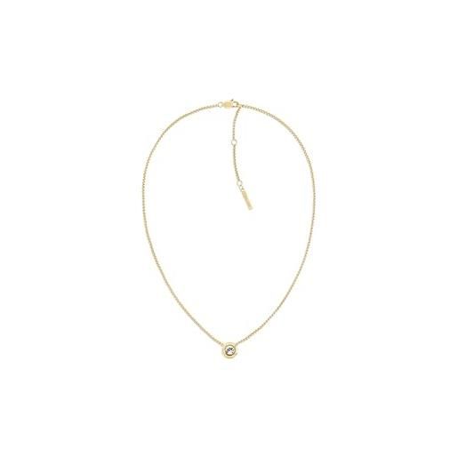 Calvin Klein collana in oro giallo da donna collezione twisted bezel solitaire con un charm embellito con cristalli - 35000770