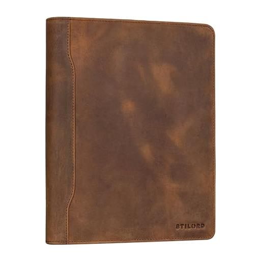 STILORD 'roland' portadocumenti a5 in pelle | eleganza organizzata per professionisti | cartelline portadocumenti portablocco a5 cartella documenti, colore: seppia - marrone