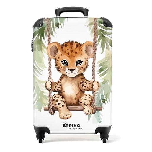 NoBoringSuitcases.com valigia bambini, trolley bambino, valigia per bambini, valigia bambino, trolley ragazzo, valigia bimbo, trolley bagaglio a mano 55x40x20 cm (cucciolo di leopardo - marrone)