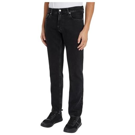 Calvin Klein jeans uomo jeans authentic straight straight fit, blu (denim black), 29w/34l