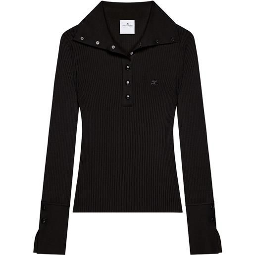 Courrèges polo a coste - nero