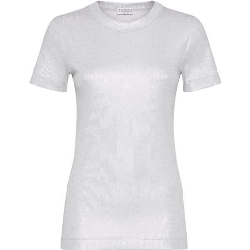 Brunello Cucinelli t-shirt a coste - argento