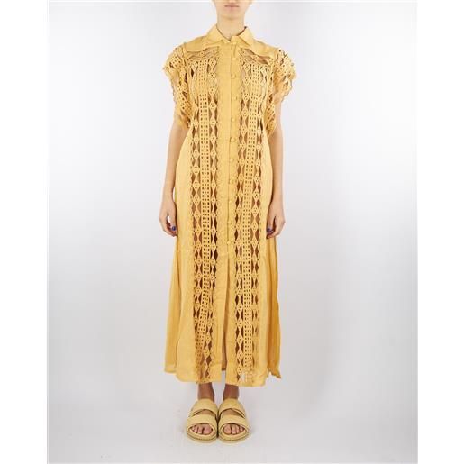 PIN UP abito chemisier bronzo in macramè